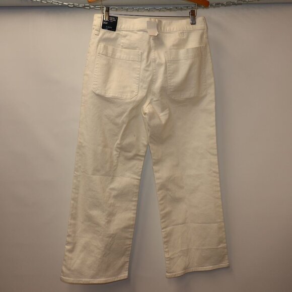 J.Crew Premium Edition White Full Length Slim Wide-Leg Pants Size 30P Cotton Wom - Picture 5 of 13